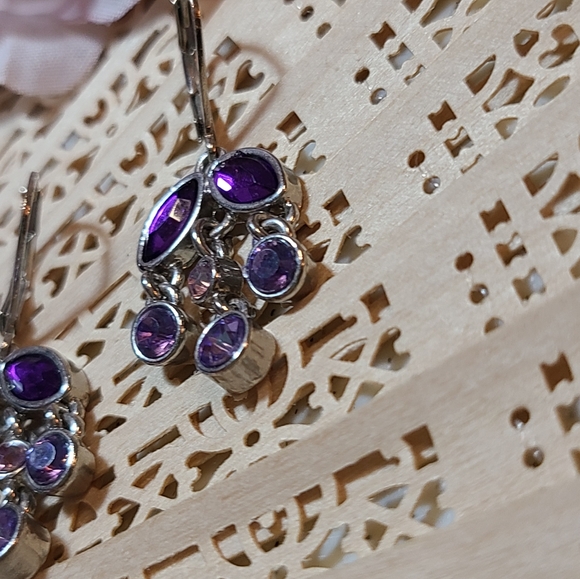 Ladies Earrings purple silver - Picture 5 of 13